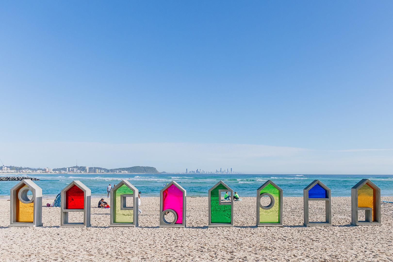 A set of sculptures on the beach at Currumbin for SWELL Sculpture Festival.