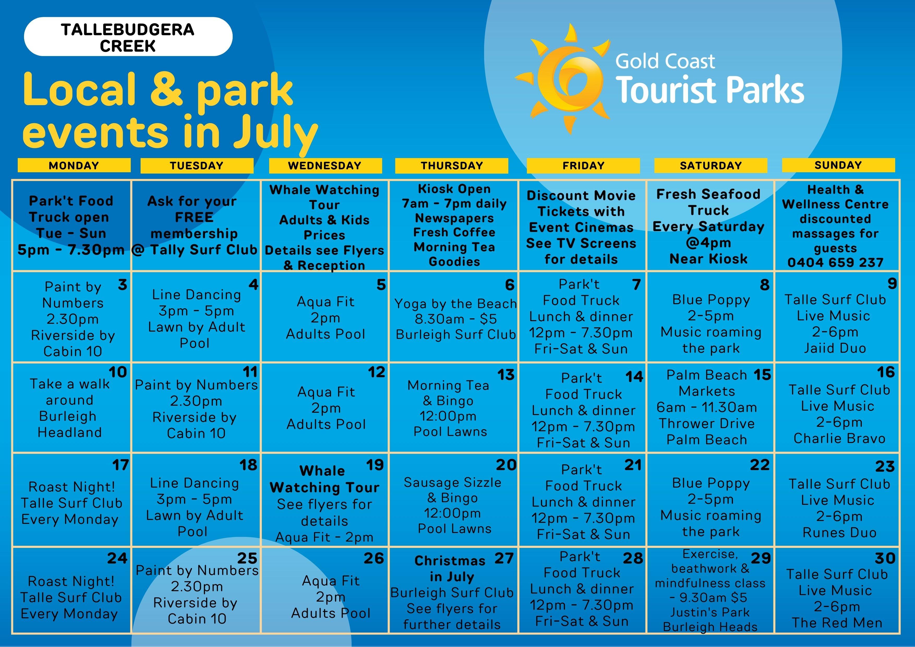 Our full July Events Calendar